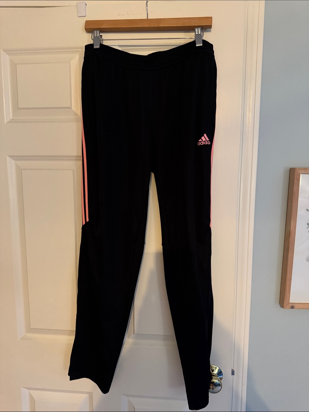 adidas Women’s Black Joggers with Pink Stripe Detail